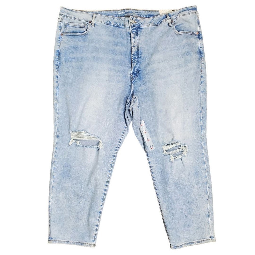 Old Navy O.G. Straight High Waisted Distressed Jeans 30 NWT Extra Stretch Denim